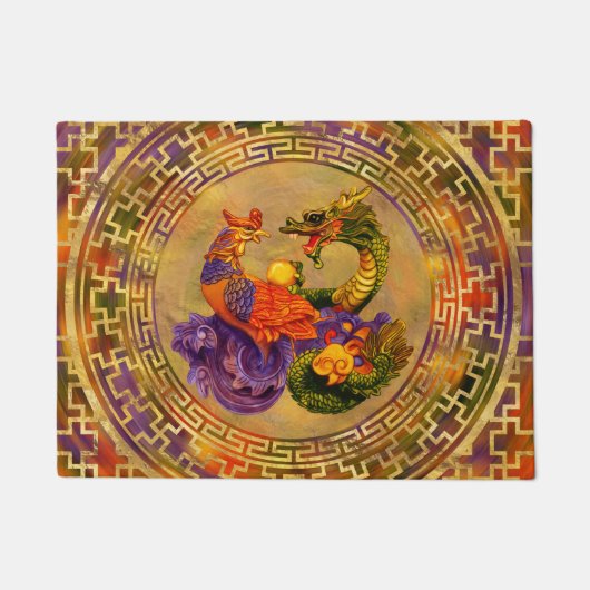 Phoenix en Dragon - kleur en goud Deurmat (Voorkant)
