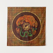 Phoenix en Dragon met bagua #1 Wandkleed (Voorkant (horizontaal))