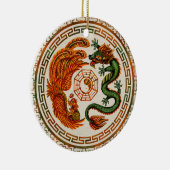 Phoenix en Dragon met bagua #3 Keramisch Ornament (Rechts)