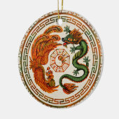 Phoenix en Dragon met bagua #3 Keramisch Ornament (Links)