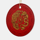 Phoenix en Dragon met bagua #4 Keramisch Ornament (Links)