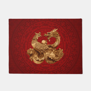 Phoenix en Dragon - op rood Deurmat