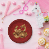 Phoenix en Dragon - op rood Papieren Bordje (Feest)