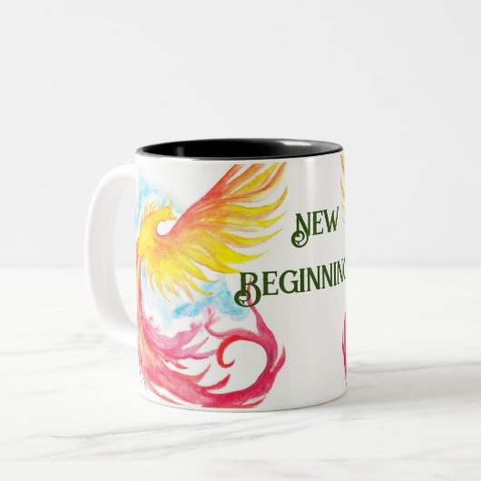 Phoenix en New Beginnings Tweekleurige Koffiemok (Voorkant links)