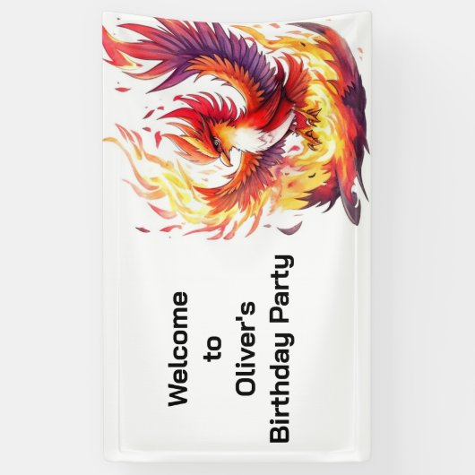 Phoenix Fire Bird Verjaardag Spandoek (Verticaal)