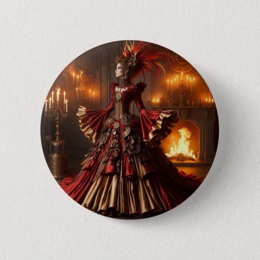Phoenix Fire Queen Steampunk Victoriaans Industria Ronde Button 5,7 Cm (Voorkant)
