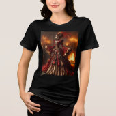 Phoenix Fire Queen Steampunk Victoriaans Industria Tri-Blend Shirt (Voorkant)