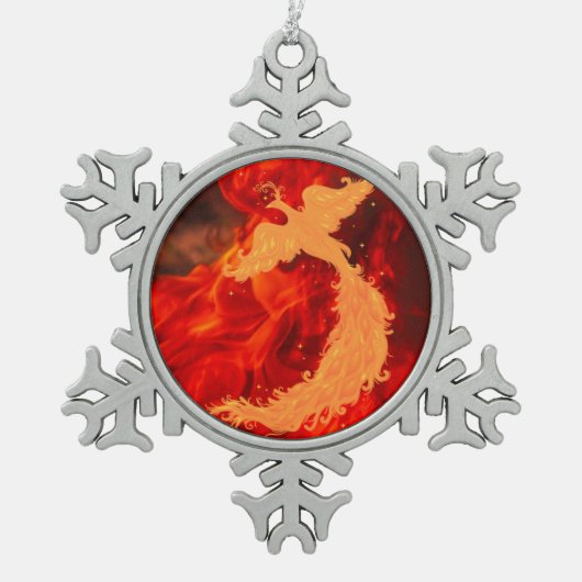 Phoenix & Fire Tin Sneeuwvlok Ornament (Voorkant)