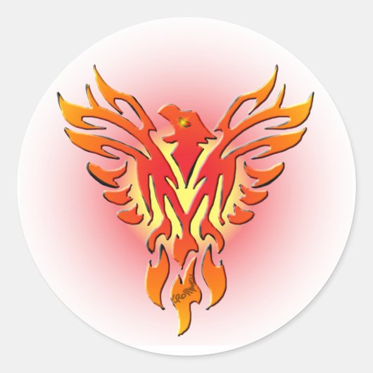 Phoenix Firebird Ronde Sticker (Voorkant)