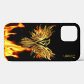 Phoenix flamboyant sur coque noire Case-Mate  (Verso (horizontal))