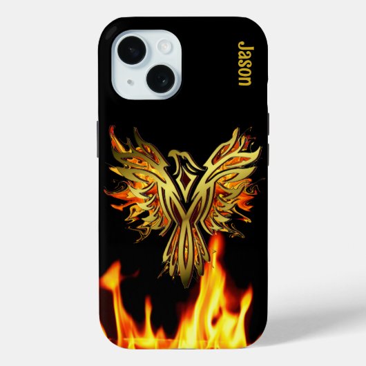 Phoenix flammé sur Coque noir-mat (Verso)