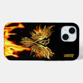 Phoenix flammé sur Coque noir-mat (Verso (horizontal))