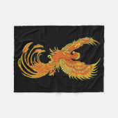 Phoenix flammé sur la couverture en polaire noire (Devant (Horizontal))
