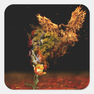 Phoenix Flower Vierkante Sticker