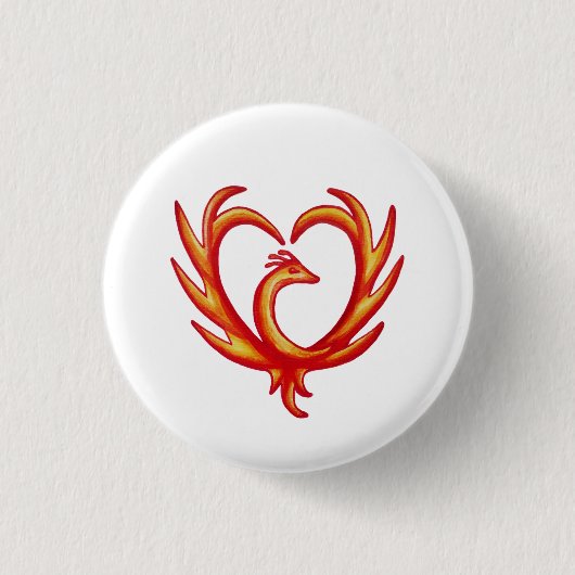 Phoenix Heart Ronde Button 3,2 Cm (Voorkant)