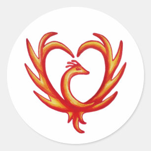 Phoenix Heart Ronde Sticker