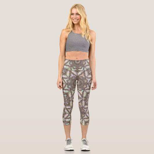 Phoenix Henna Mandala Art Yoga Capri Leggings (Recto)