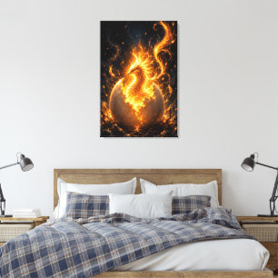 Phoenix herboren uit de eeuwige vlam canvas afdruk
