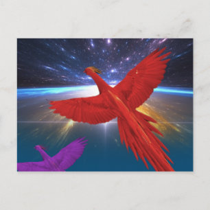 Phoenix in de ruimte briefkaart