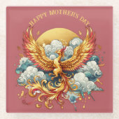 Phoenix in the Clouds Happy Moederdag | Glazen Onderzetter (Voorkant)