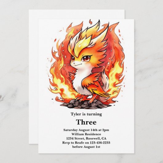 Phoenix Kids Verjaardag uitnodiging (Voorkant / Achterkant)