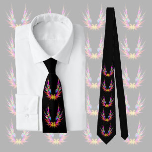 Phoenix - kleurrijke fractal kunst op zwart stropdas