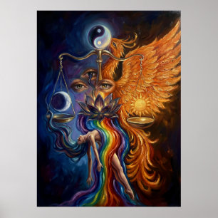 Phoenix & Lotus Spirituele Kunstposter Poster