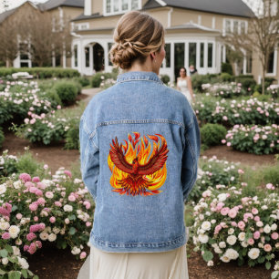 Phoenix mythologische onsterfelijke schepsel denim jacket