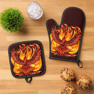 Phoenix mythologische onsterfelijke schepsel ovenwant & pannenlap set