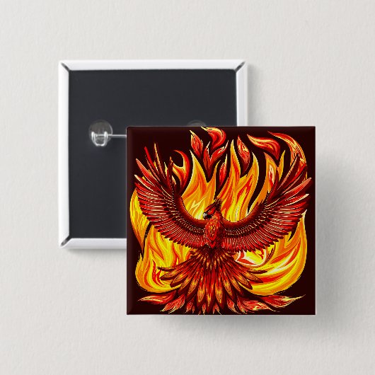 Phoenix mythologische onsterfelijke schepsel vierkante button 5,1 cm (Voorkant /achterkant)