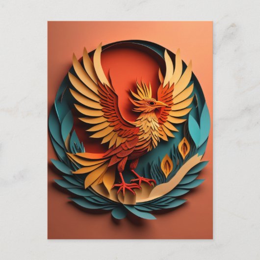 Phoenix Paper Art Design T-shirt Briefkaart (Voorkant)