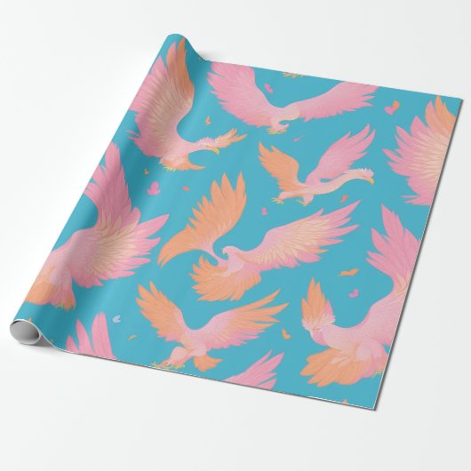 Phoenix Pastel Kleurrijk Gepersonaliseerd Patroon Cadeaupapier (Uitgerold)