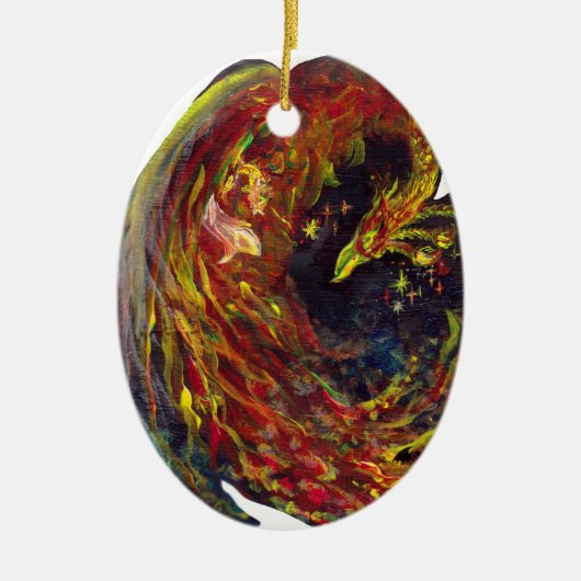 Phoenix Pheonix Red Firebird Thunderbird Flames Keramisch Ornament (Voorkant)