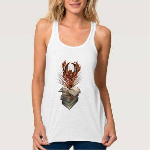 Phoenix rijzend uit de vlammen van boeken Fantasy Tanktop