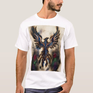 Phoenix Rijzende Donkere Vuur Fantasie Kunstprint T-shirt