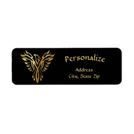 Phoenix Rising Black & Gold Elegant Etiket