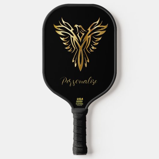 Phoenix Rising Black & Gold Elegant Pickleball Paddle (Voorkant)