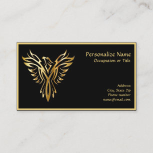 Phoenix Rising Black & Gold Elegant Visitekaartje