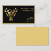 Phoenix Rising Black & Gold Elegant Visitekaartje (Voorkant / Achterkant)