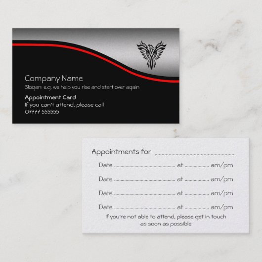 Phoenix Rising, crosse rouge, Carte de rendez-vous (Devant / Derrière)