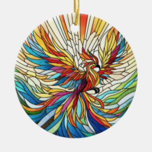 Phoenix Rising - kleurrijke mozaïekkunst Keramisch Ornament