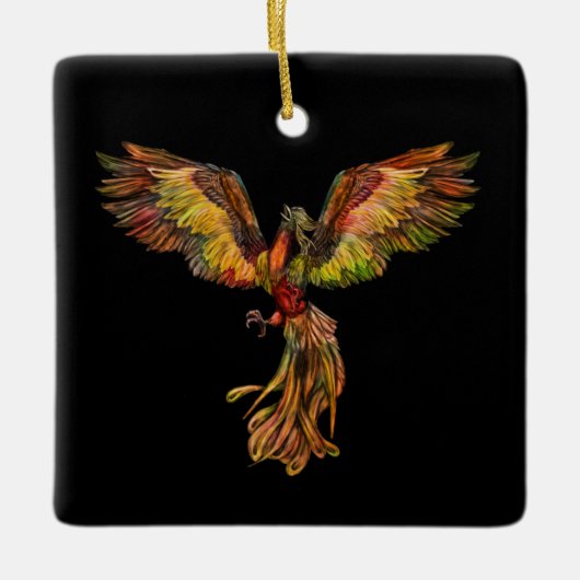 Phoenix Rising - op zwart Keramisch Ornament (Voorkant)