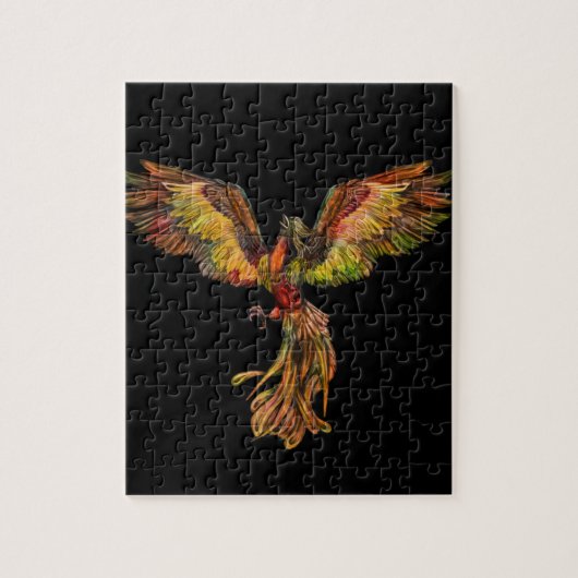 Phoenix Rising - op zwart Legpuzzel (Verticaal)