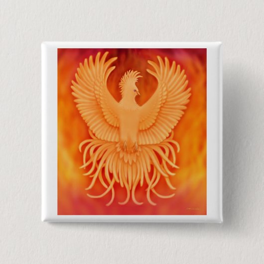 Phoenix Rising Pin Vierkante Button 5,1 Cm (Voorkant)