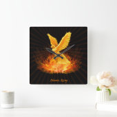 Phoenix Rising Vierkante Klok (Huis)