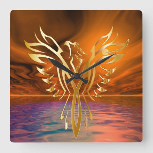Phoenix Rising Vierkante Klok