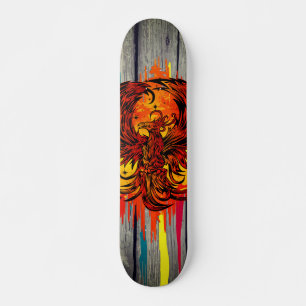 Phoenix Rising Vuurkunst met Stedelijke Verfdruppe Skateboard