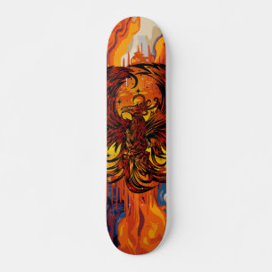 Phoenix Rising Vuurkunst met Vlammende Vlam Schild Skateboard