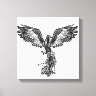 Phoenix Rising - zwart en wit Canvas Afdruk