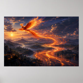 Phoenix Rivier van Licht Fantasie Landschap Poster